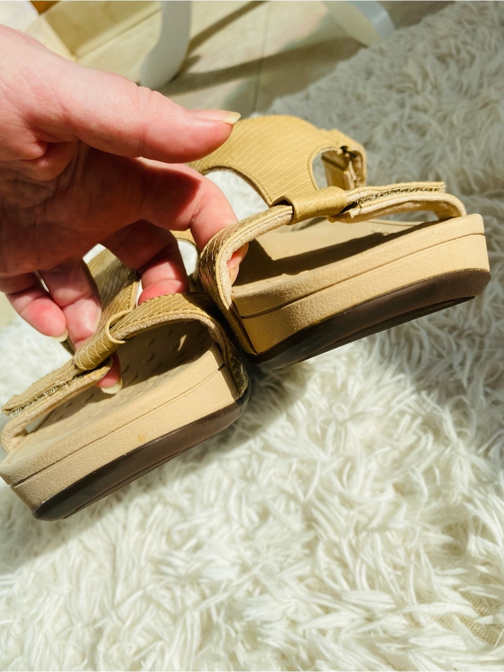 Vionic Ellie Adjustable Sandals Tan Snakesskin Embossed Comfort Slides Women’s 8 - Picture 7 of 9